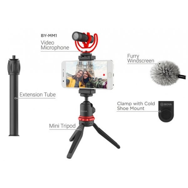 Boya Vlogging Kit BY VG330 met BY-MM1 en telefoonhouder