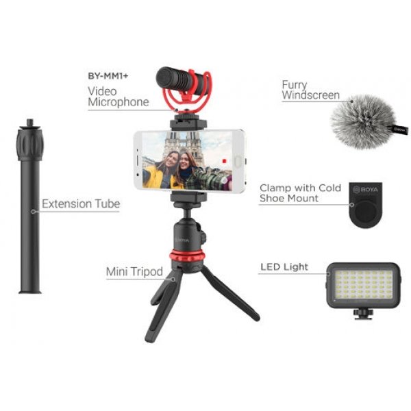 Boya vlogging BY VG350 kit with BY-MM1+ smartphone houder+ LED