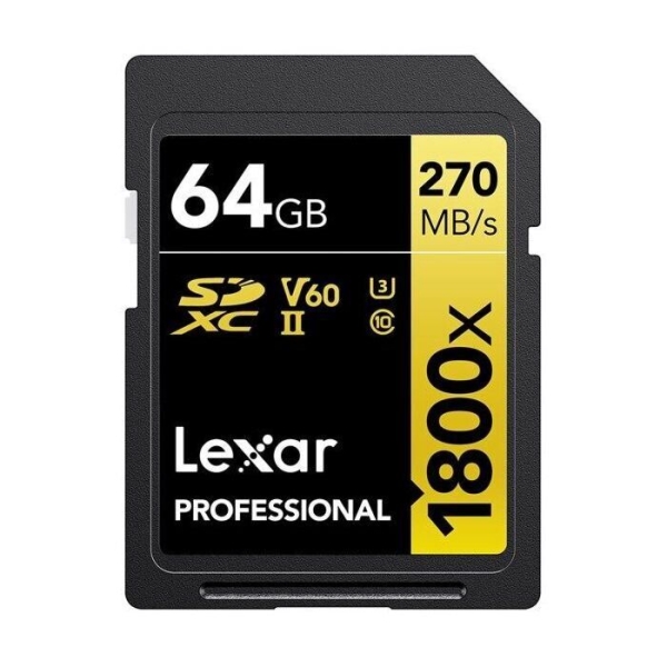 Lexar SD Pro Gold Series UHS-II 1800X 64 GB V60 - 2 pak