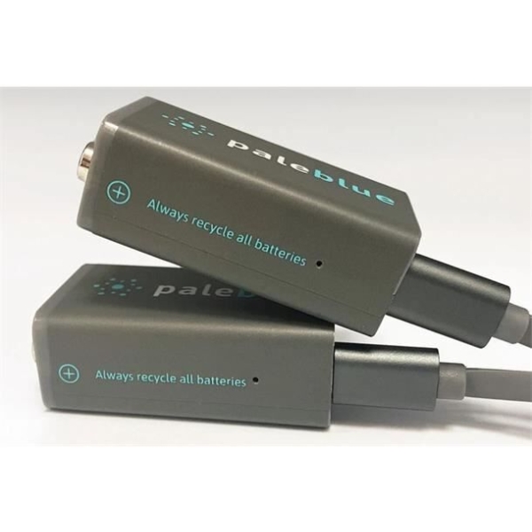 Pale Blue Li-Ion Rechargeable 9V Battery 2 pack of 9V with 2x1 charging cable