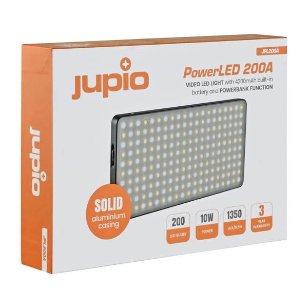 Jupio PowerLED 200 with Built-in Powerbank Alu