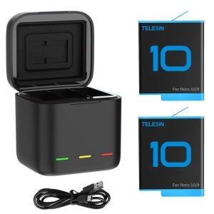 Telesin Oplaadbox met 2 batterijen voor GoPro 9 & GoPro 10